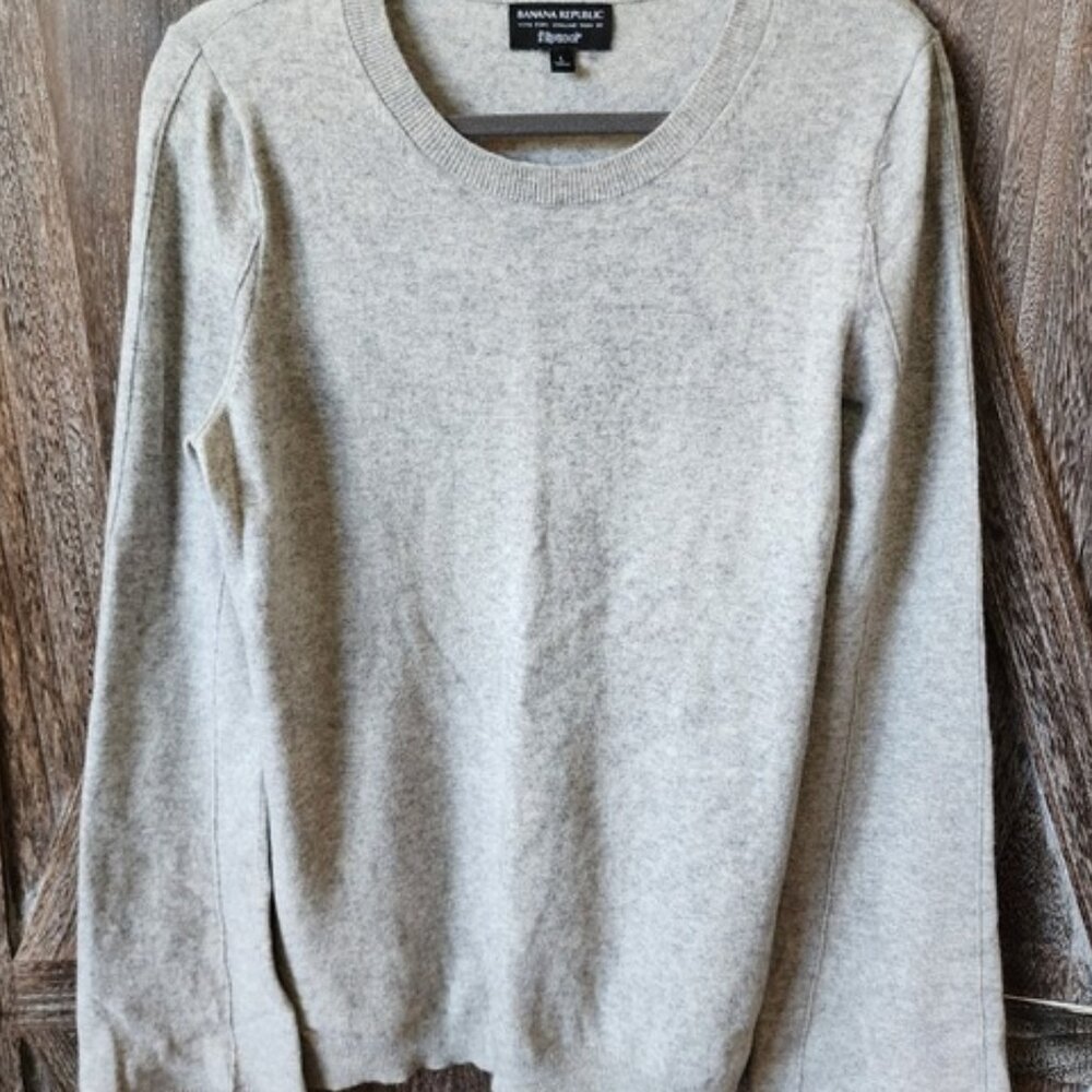 Banana Republic Sweater Women's Size Large Gray Wool Cashmere Blend Bell Sleeves